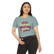 Load image into Gallery viewer, Support Live Music Crop Top — Empowering Musicians Festival Shirt