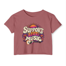 Load image into Gallery viewer, Support Live Music Crop Top — Empowering Musicians Festival Shirt