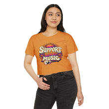 Load image into Gallery viewer, Support Live Music Crop Top — Empowering Musicians Festival Shirt