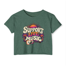 Load image into Gallery viewer, Support Live Music Crop Top — Empowering Musicians Festival Shirt