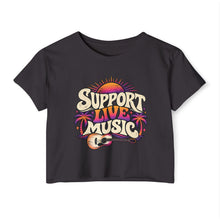 Load image into Gallery viewer, Support Live Music Crop Top — Empowering Musicians Festival Shirt
