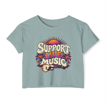 Load image into Gallery viewer, Support Live Music Crop Top — Empowering Musicians Festival Shirt