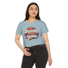 Load image into Gallery viewer, Support Live Music Crop Top — Empowering Musicians Festival Shirt
