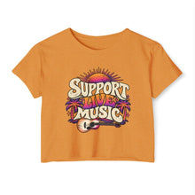 Load image into Gallery viewer, Support Live Music Crop Top — Empowering Musicians Festival Shirt
